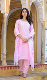 Baby Pink Printed Straight Suit Set