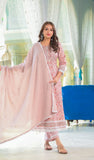 Dusky Pink Printed Anarkali Suit Set