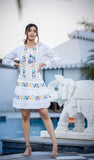 White Schiffli Embroidered Mini Dress