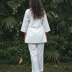 Ivory Bloom Embroidered Cotton Co-Ord Set