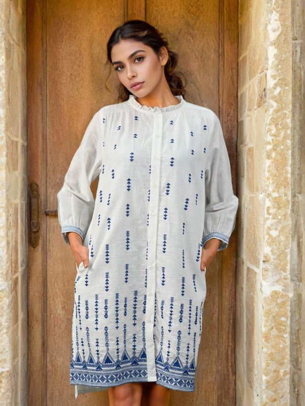 Elegant White Cotton Mini Dress Chic Stylish Zolo Label