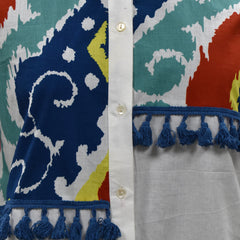 Mosaic Wave Embroidered Cotton Shirt