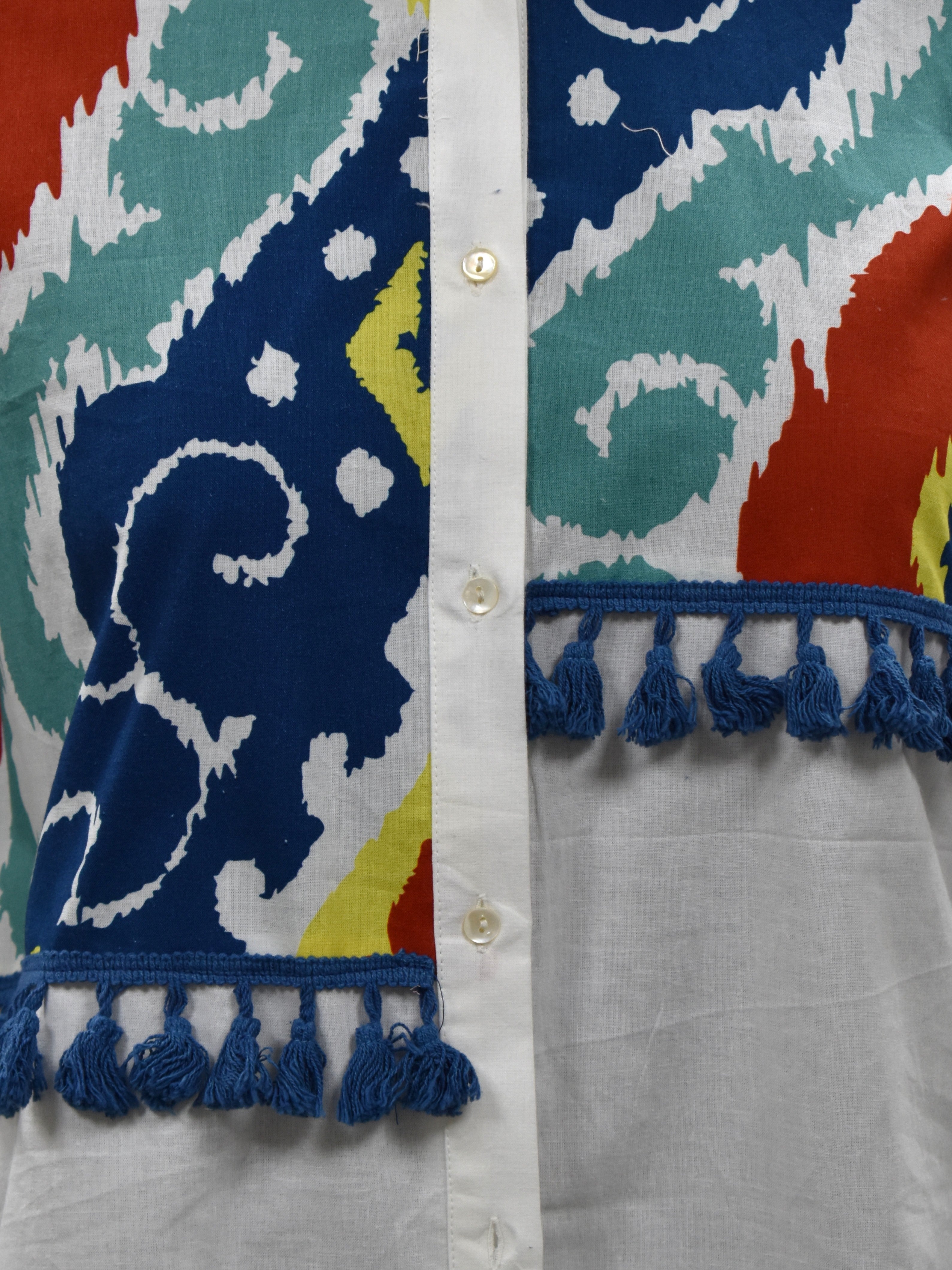 Mosaic Wave Embroidered Cotton Shirt