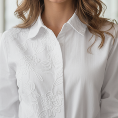 White Cotton Embroidered Shirt