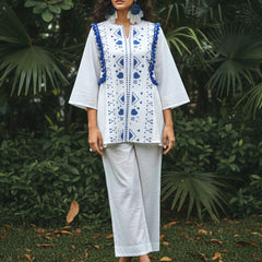 Ivory Bloom Embroidered Cotton Co-Ord Set