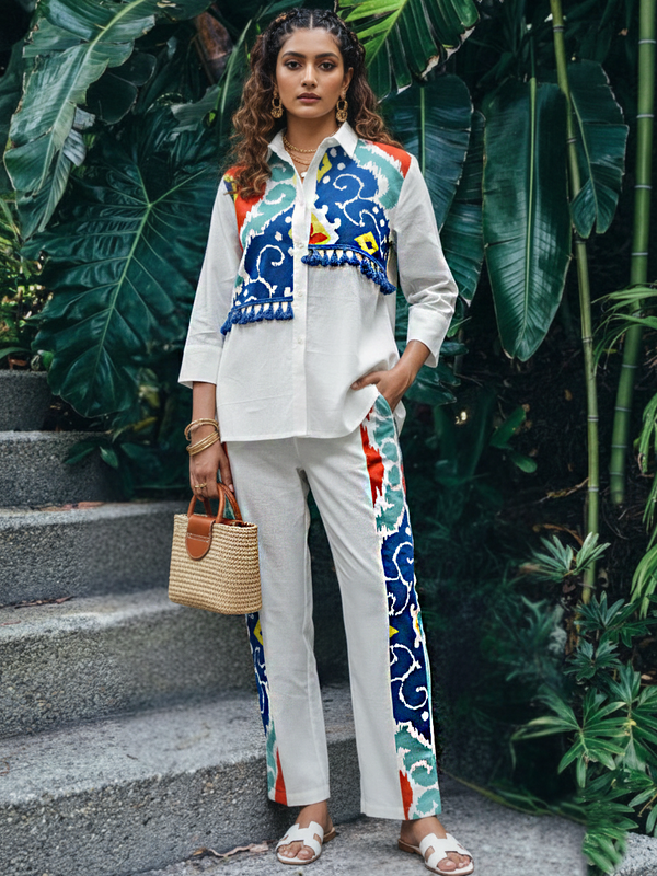 Tropical Muse Embroidered Cotton Co-ord Set