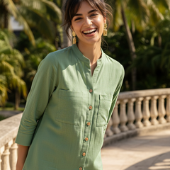 Elegant Sage Green Button Detail Co-Ord Set