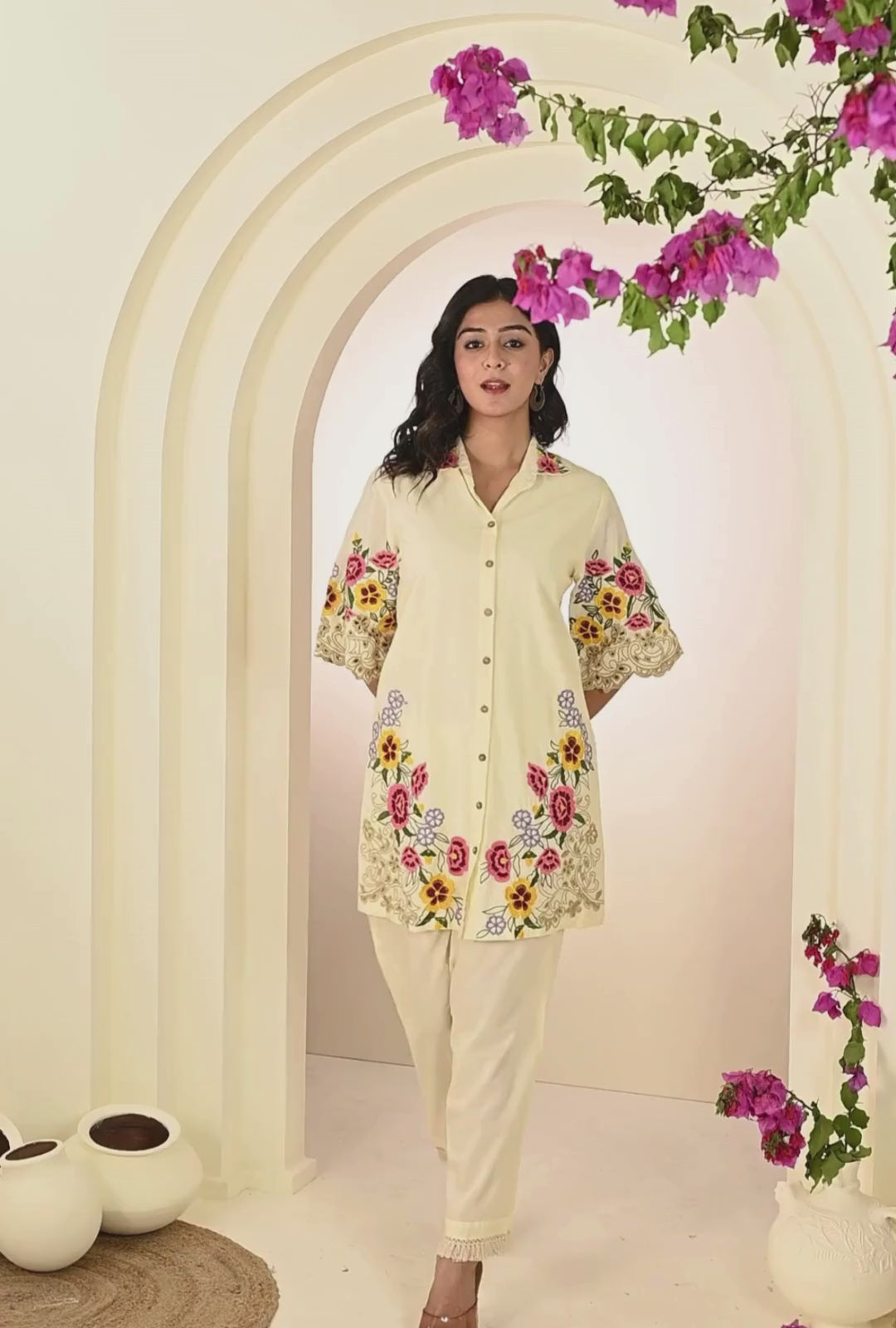 Colourful Embroidered Cotton  Co-Ord Set