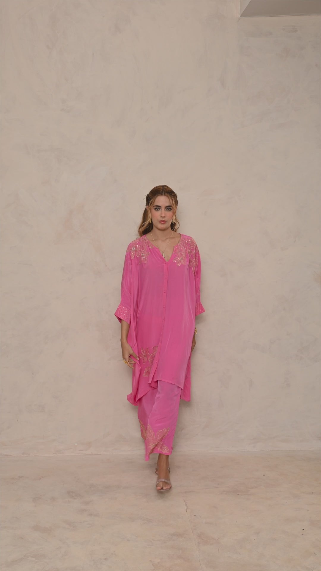 Fuchsia Pink Kaftan Kurta set