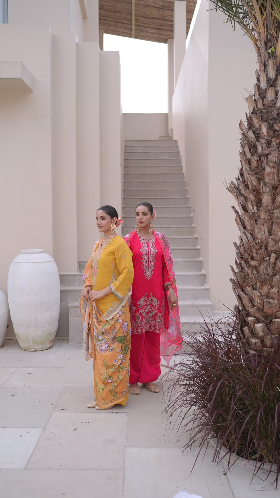 Pink Embroidered Mal Chandri Suti Set with Cotton Printed Dupatta