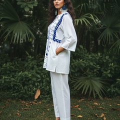 Ivory Bloom Embroidered Cotton Co-Ord Set