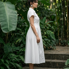 Classic White Elegant Fit and Flare Dress