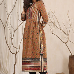 Cotton Tan Brown Kurta for Girls