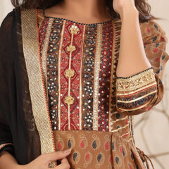 Cotton Tan Brown Kurta for Girls