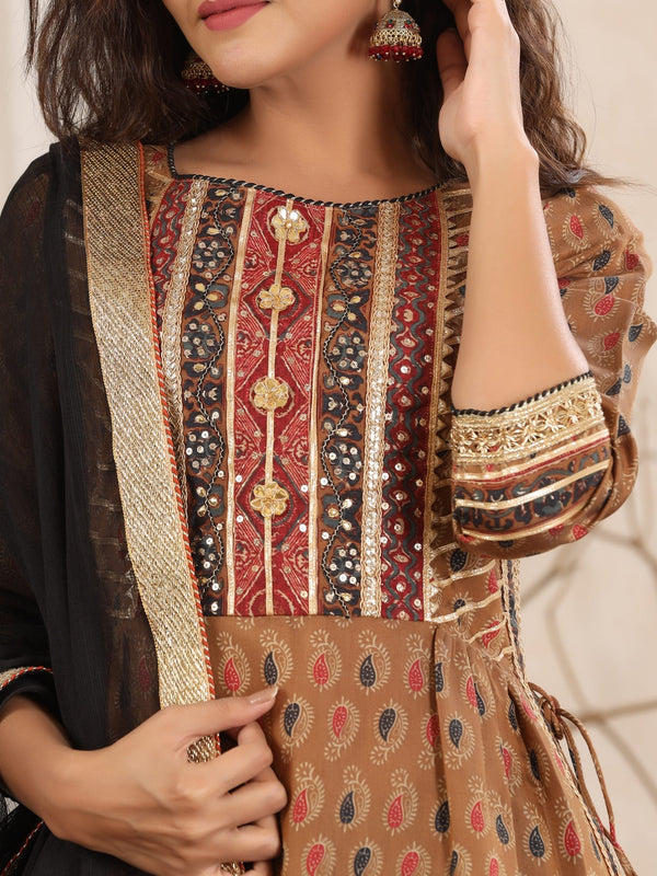 Cotton Tan Brown Kurta for Girls