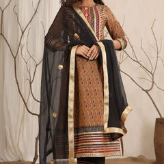Cotton Tan Brown Kurta for Girls