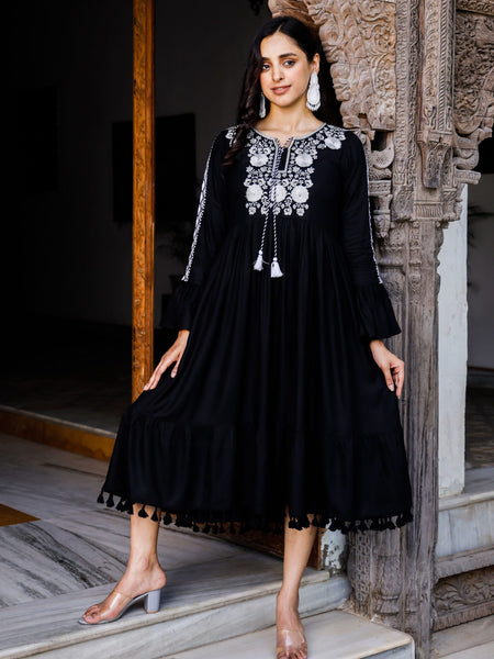 Embroidered Midi Dress