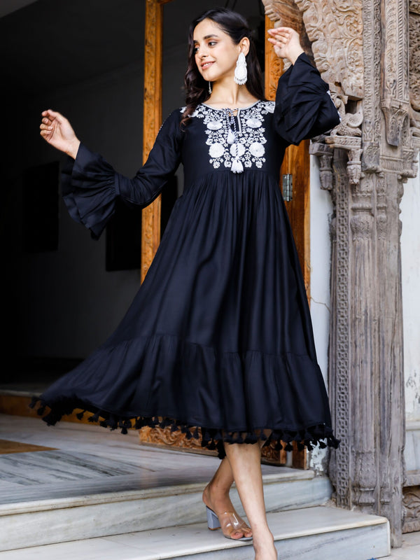 Embroidered Midi Dress