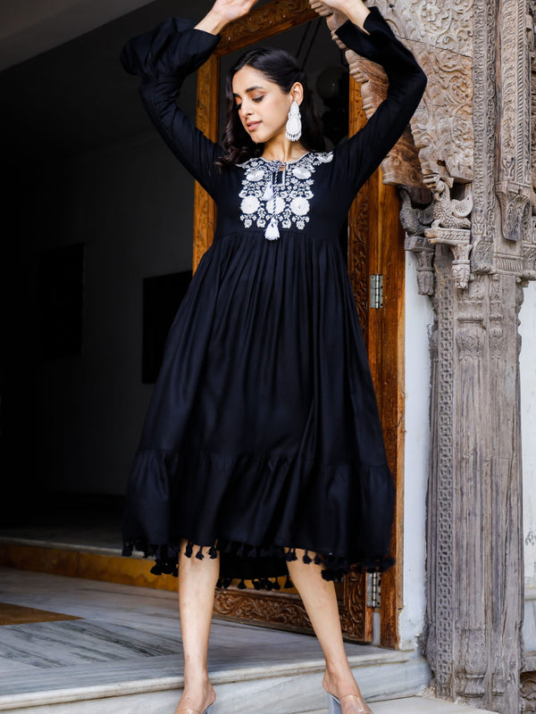 Embroidered Midi Dress