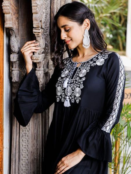 Embroidered Midi Dress