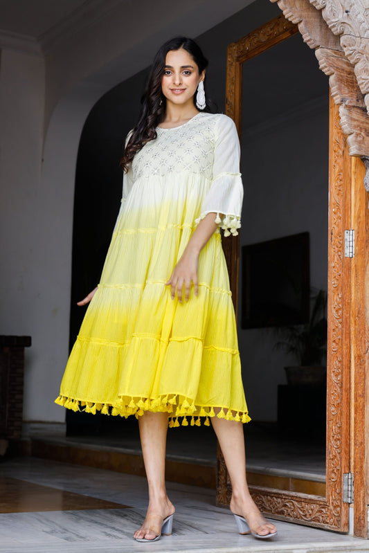 Yellow Ombre Midi Dress