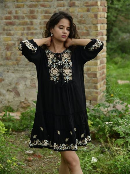 Embroidered Mini Dress