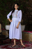 White Embroidered Girls Short Dress
