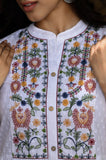 White Embroidered Girls Short Dress