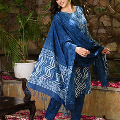 Indigo Printed Cotton Kurta Set