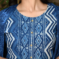 Indigo Printed Cotton Kurta Set