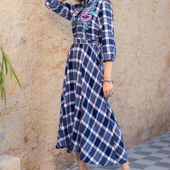 Blue Checks Cotton Dress.