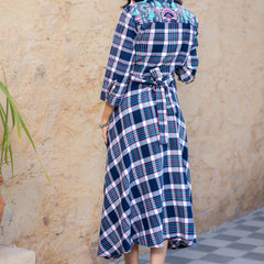 Blue Checks Cotton Dress.