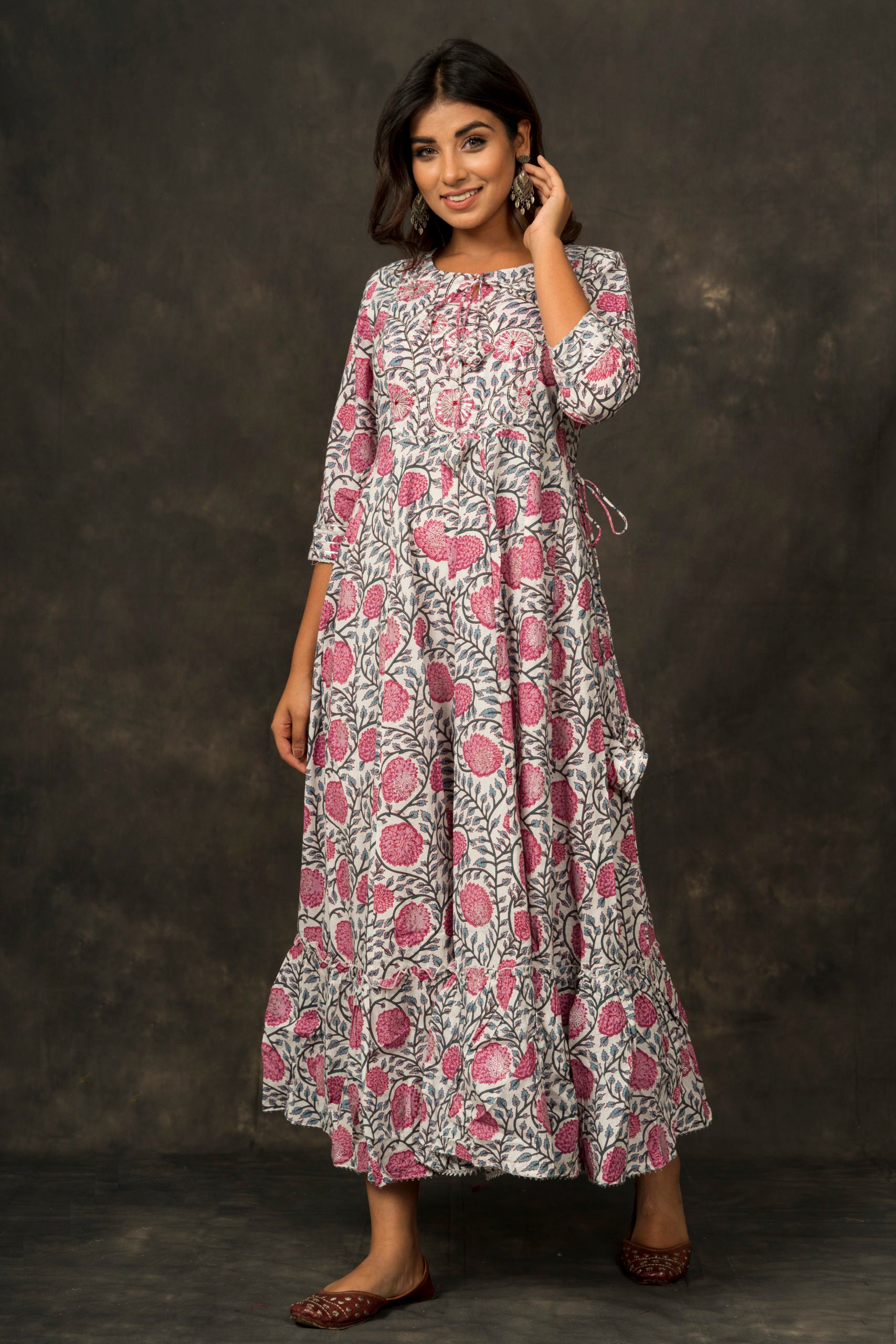 Flared Cotton Printed Dress