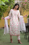 Designer Suit Set with Handbrush Dupatta Set