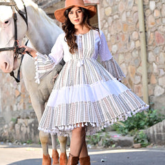 White Flared Mini Dress for girls