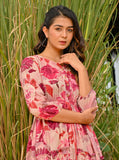 Blush Pink Floral Printed Midi Dress