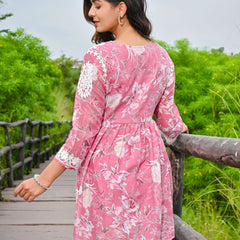 Pink Embroidered Mini Dress