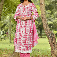 Pink Chikankari Cotton Kurta Set