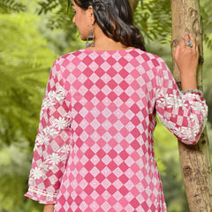 Pink Chikankari Cotton Kurta Set