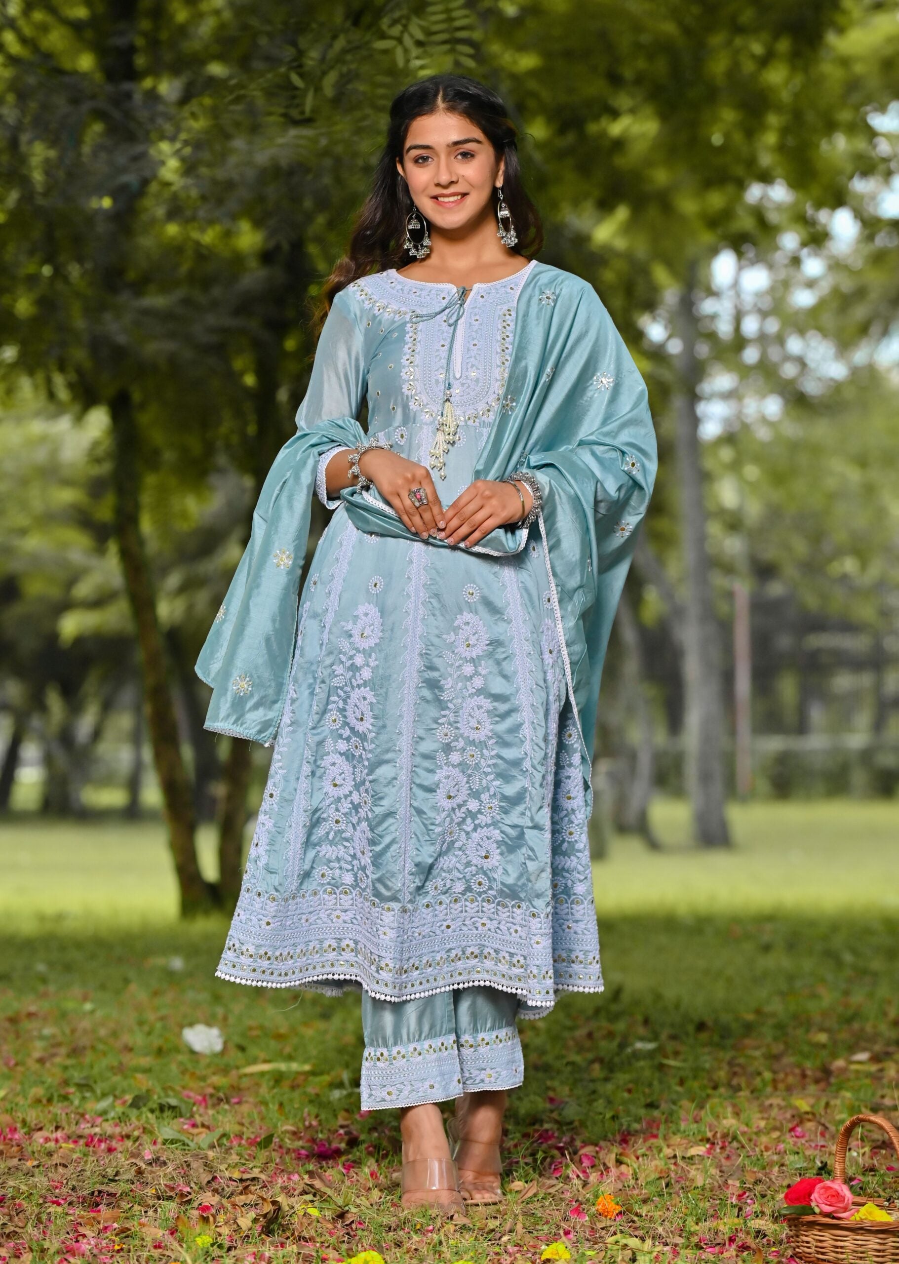 chanderi suit set