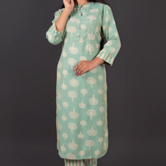 Mint Green Cotton Kurta Set
