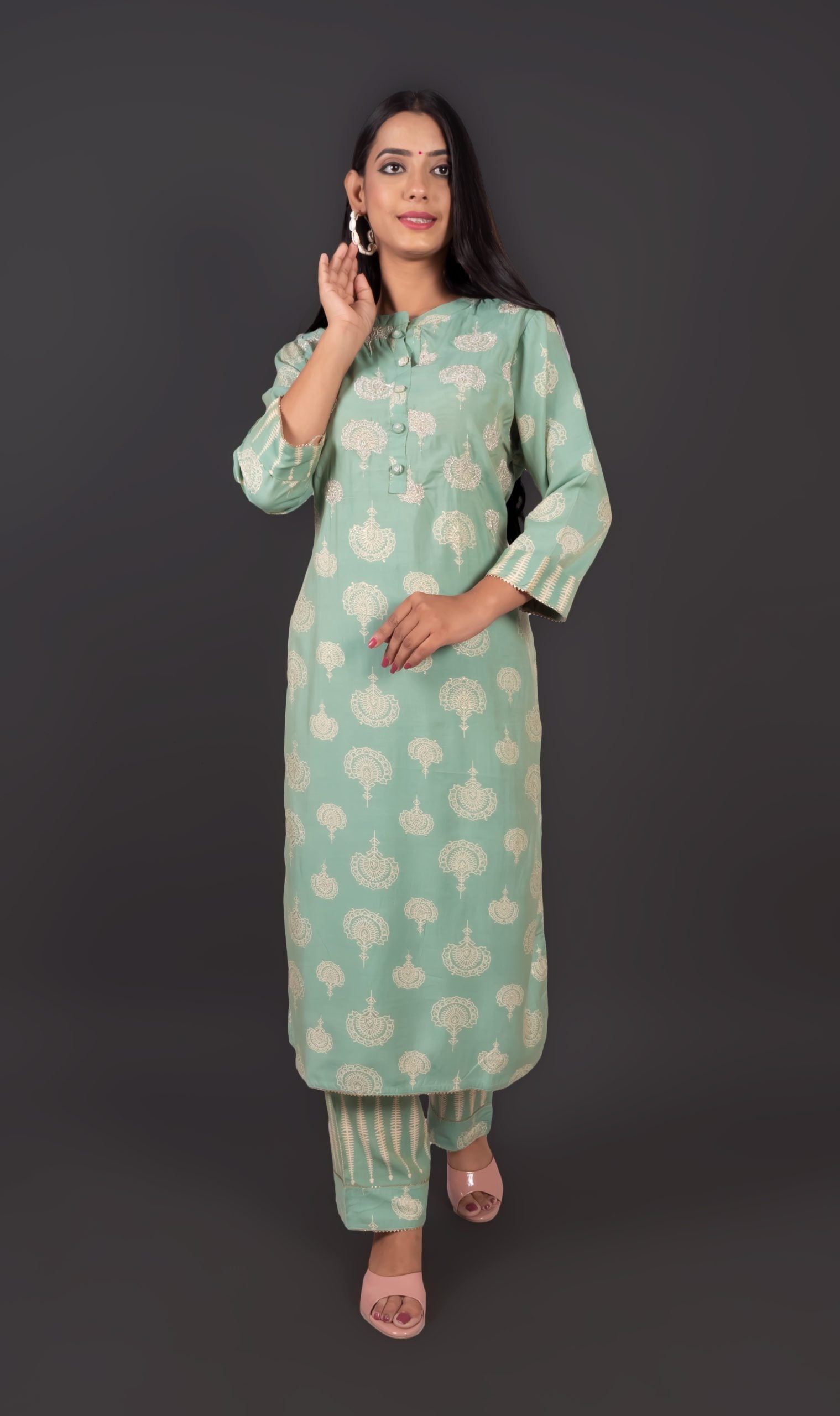 Mint Green Cotton Kurta Set