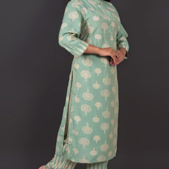 Mint Green Cotton Kurta Set
