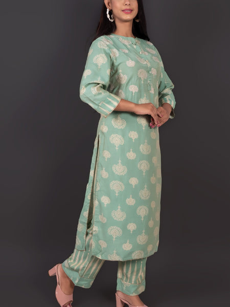 Mint Green Cotton Kurta Set