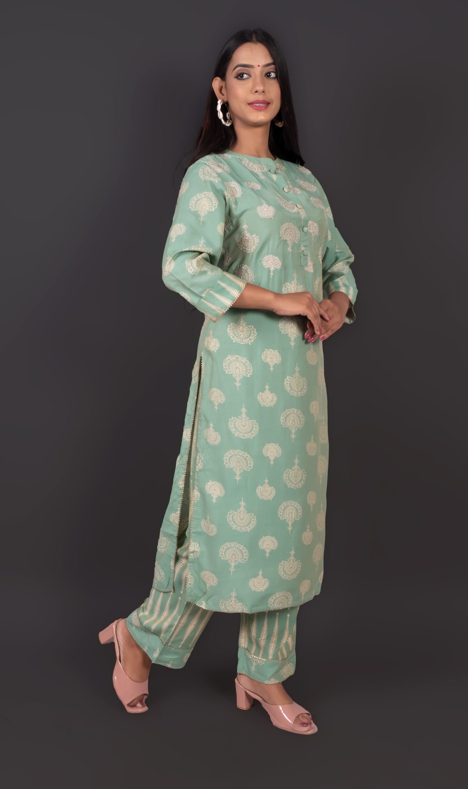 Mint Green Cotton Kurta Set