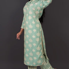 Mint Green Cotton Kurta Set