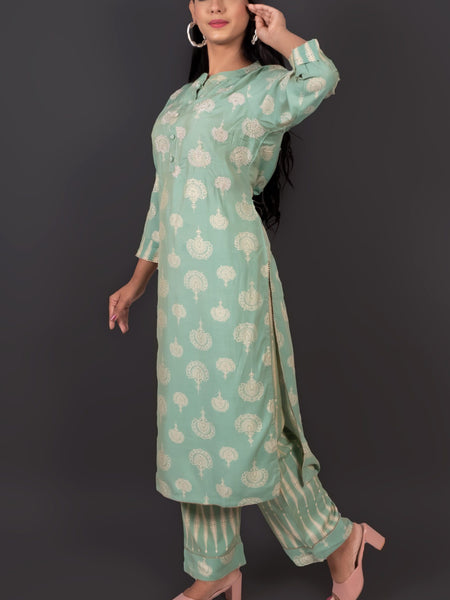 Mint Green Cotton Kurta Set