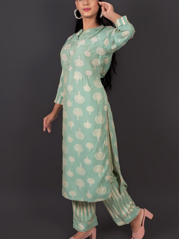 Mint Green Cotton Kurta Set