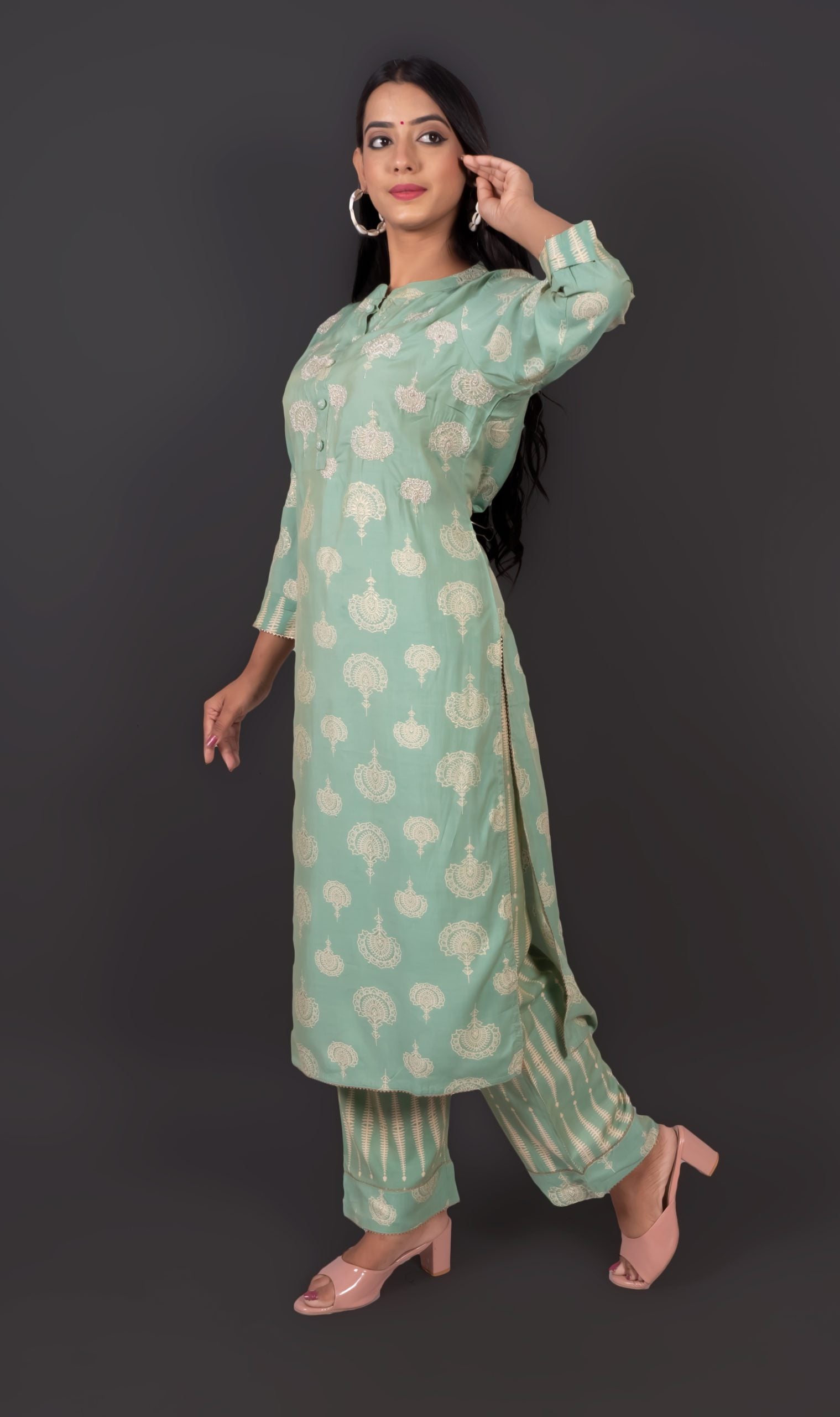 Mint Green Cotton Kurta Set