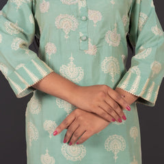 Mint Green Cotton Kurta Set